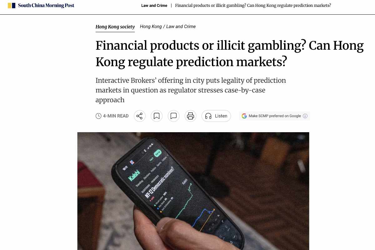 SCMP Interview on Prediction Markets in Hong Kong